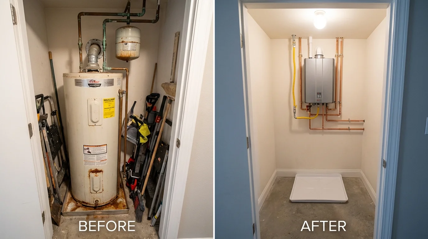 Tank water heater versus wall-mounted tankless unit comparison for Pennington Gap, VA homeowners