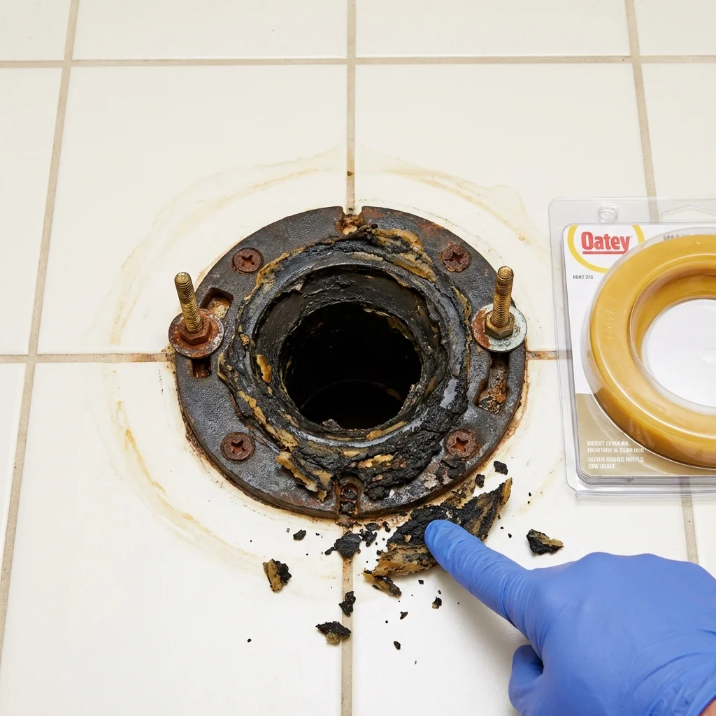 Failed wax ring showing water seepage at the base of a toilet in a Pennington Gap, VA home
